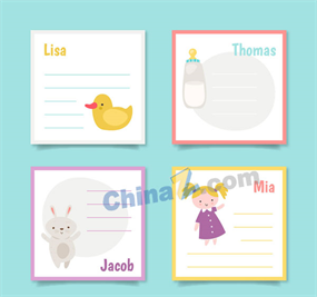 可爱婴儿留言卡矢量素材